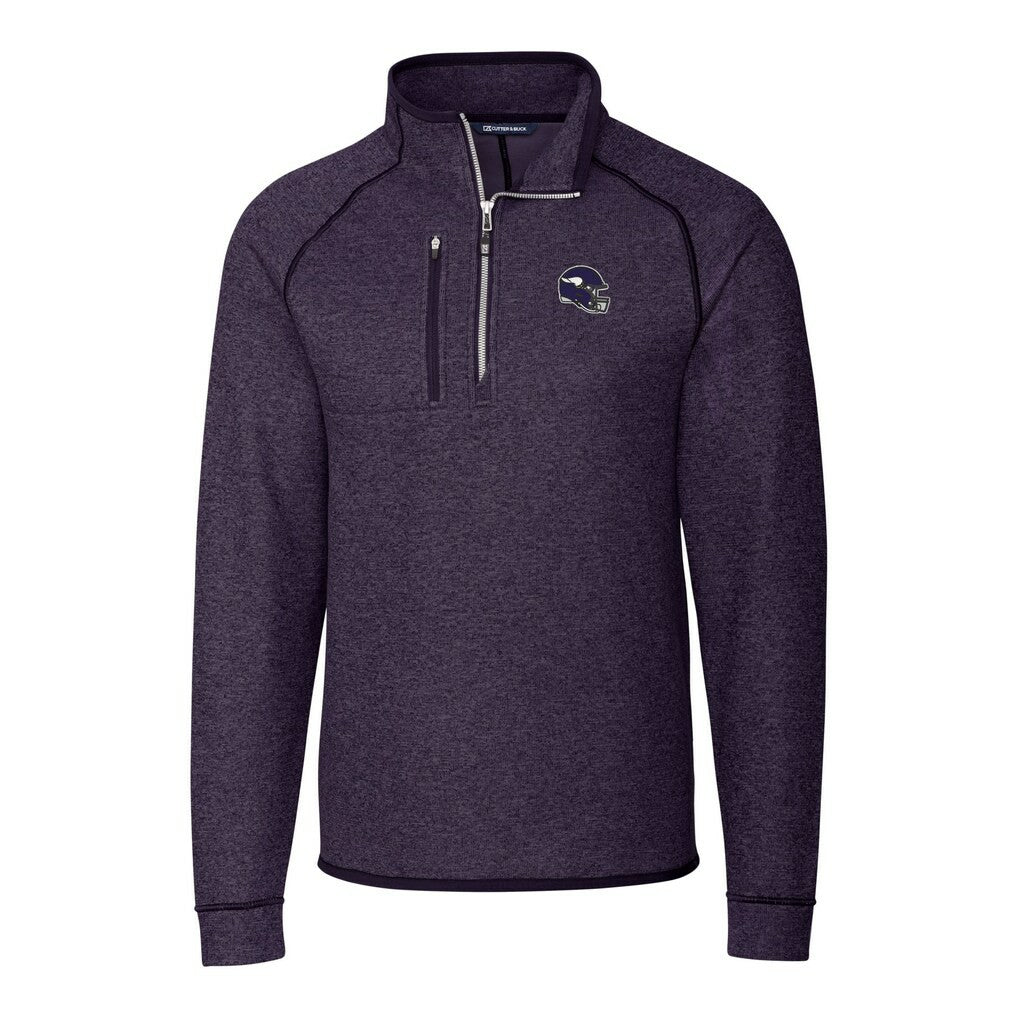 Minnesota Vikings  Cutter & Buck Helmet Mainsail Sweater-Knit Half-Zip Pullover Jacket