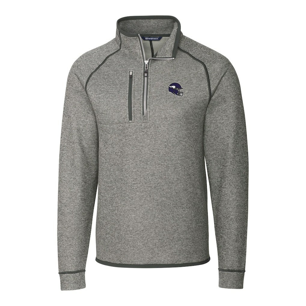 Minnesota Vikings  Cutter & Buck Helmet Mainsail Sweater-Knit Half-Zip Pullover Jacket