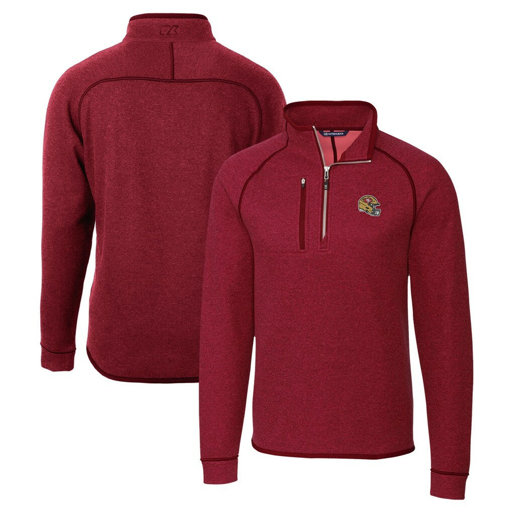 San Francisco 49ers  Cutter & Buck Helmet Mainsail Sweater-Knit Half-Zip Pullover Jacket