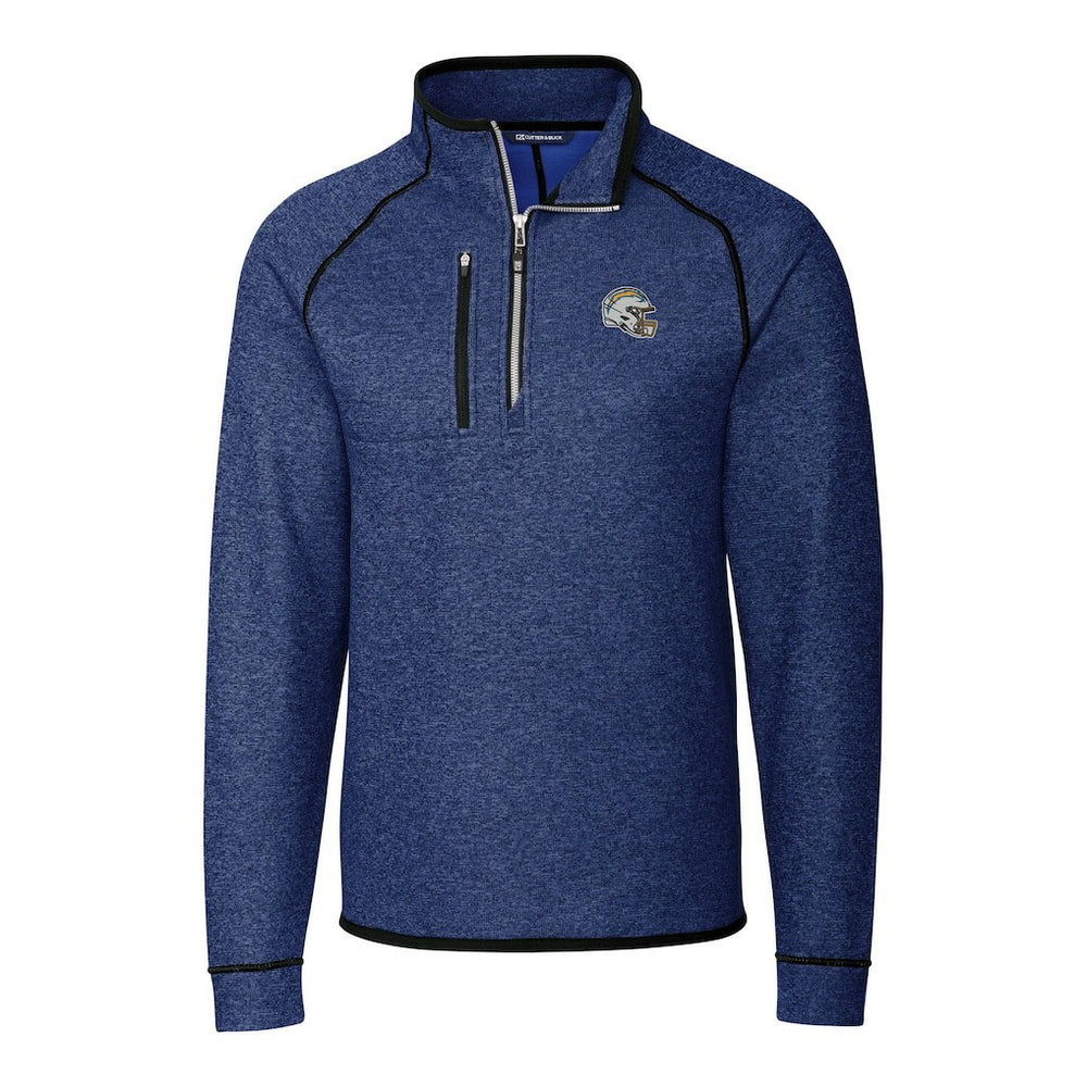Los Angeles Chargers  Cutter & Buck Helmet Mainsail Sweater-Knit Half-Zip Pullover Jacket