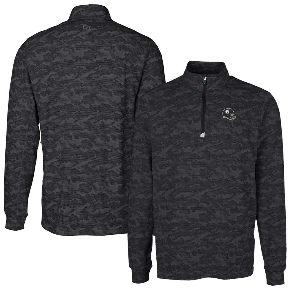Pittsburgh Steelers  Cutter & Buck Helmet Traverse Camo Print Stretch Quarter-Zip Pullover Top
