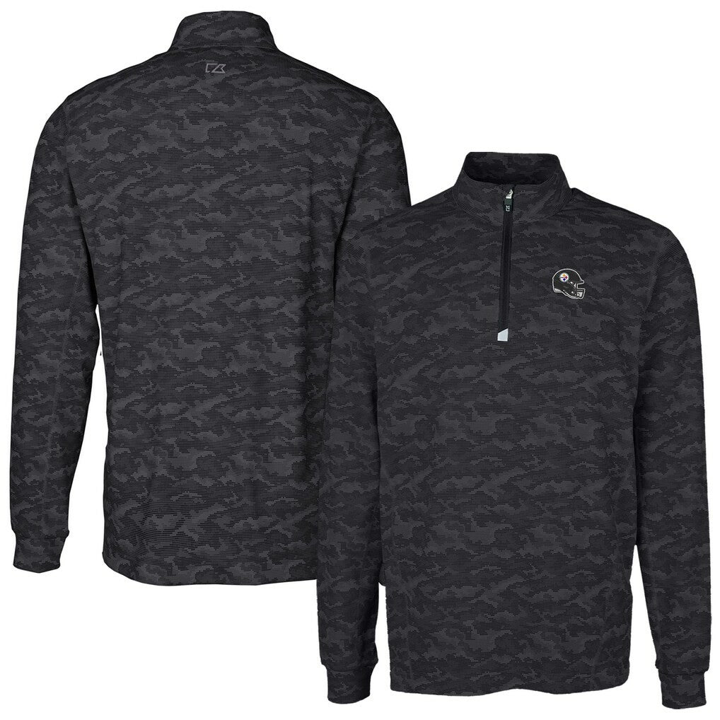 Pittsburgh Steelers  Cutter & Buck Helmet Traverse Camo Print Stretch Quarter-Zip Pullover Top