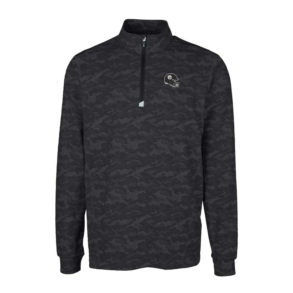 Pittsburgh Steelers  Cutter & Buck Helmet Traverse Camo Print Stretch Quarter-Zip Pullover Top