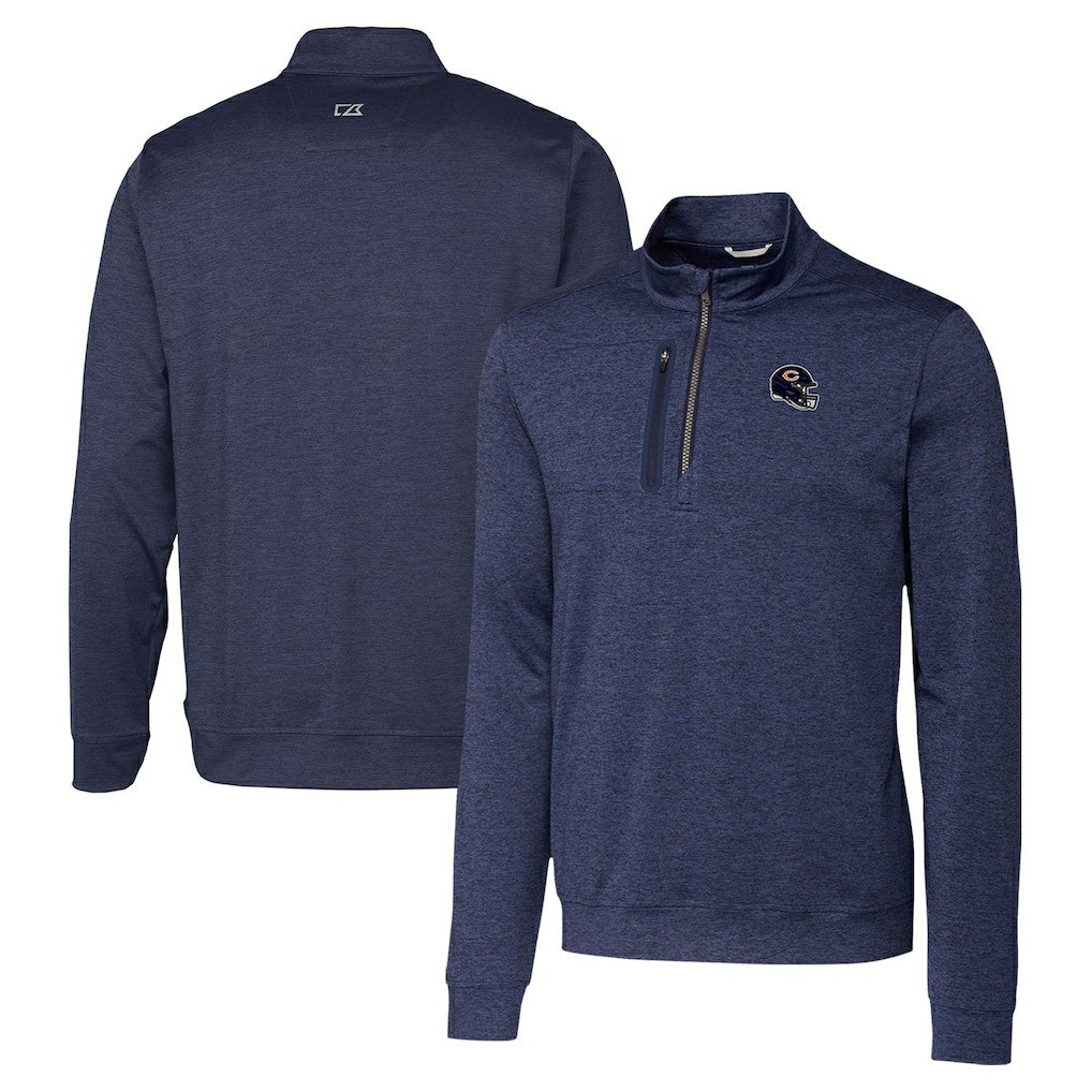 Chicago Bears  Cutter & Buck Helmet Stealth Heathered Quarter-Zip Pullover Top