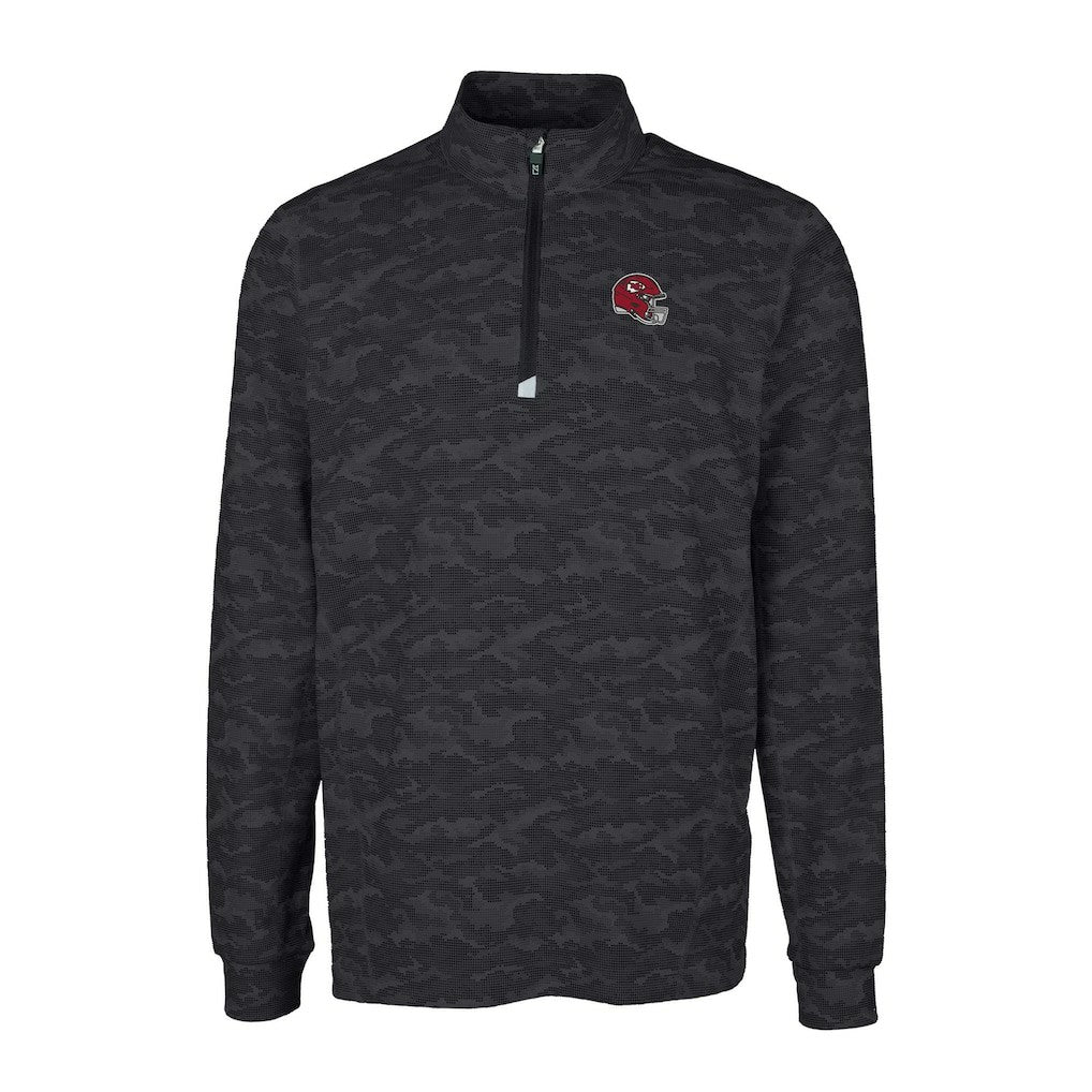 Kansas City Chiefs  Cutter & Buck Helmet Traverse Camo Print Stretch Quarter-Zip Pullover Top