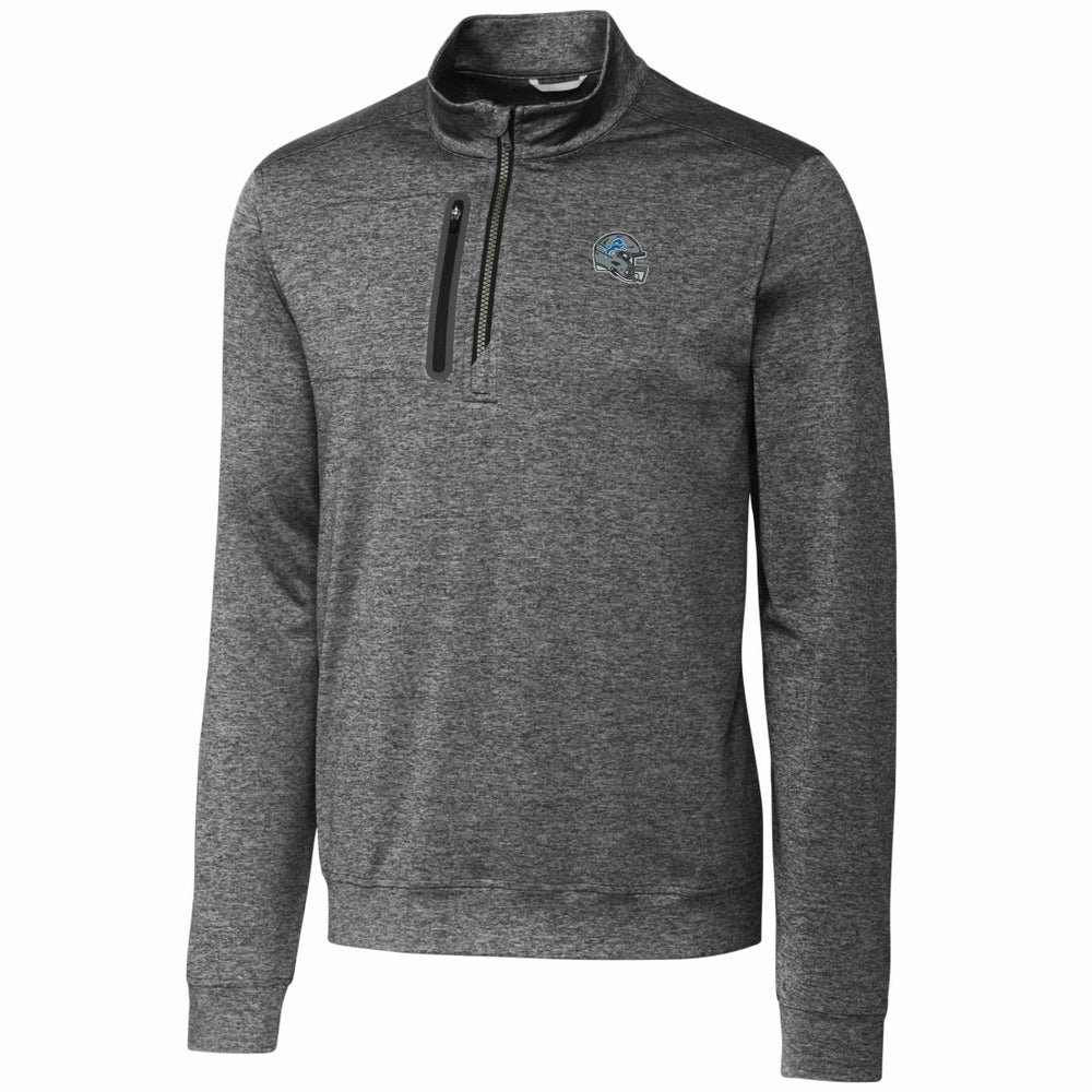 Detroit Lions  Cutter & Buck Helmet Stealth Heathered Quarter-Zip Pullover Top
