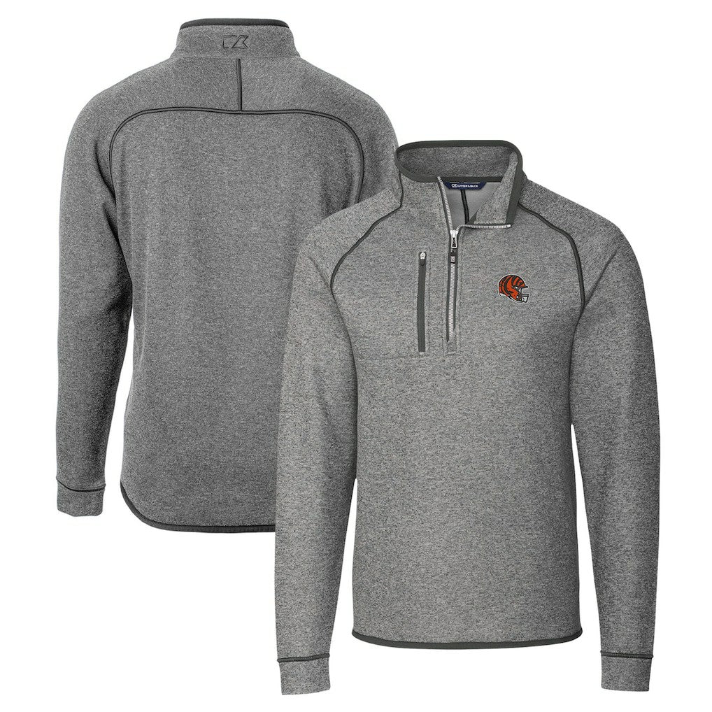 Cincinnati Bengals  Cutter & Buck Helmet Mainsail Sweater-Knit Half-Zip Pullover Jacket