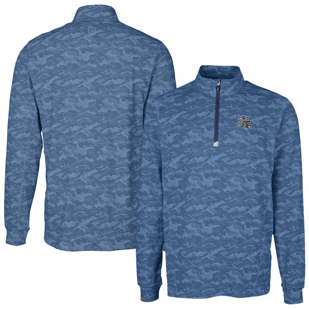 New England Patriots  Cutter & Buck Helmet Traverse Camo Print Stretch Quarter-Zip Pullover Top