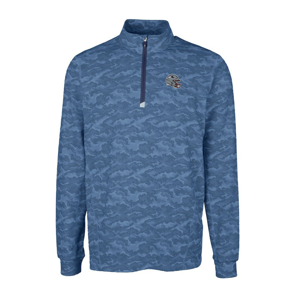 New England Patriots  Cutter & Buck Helmet Traverse Camo Print Stretch Quarter-Zip Pullover Top