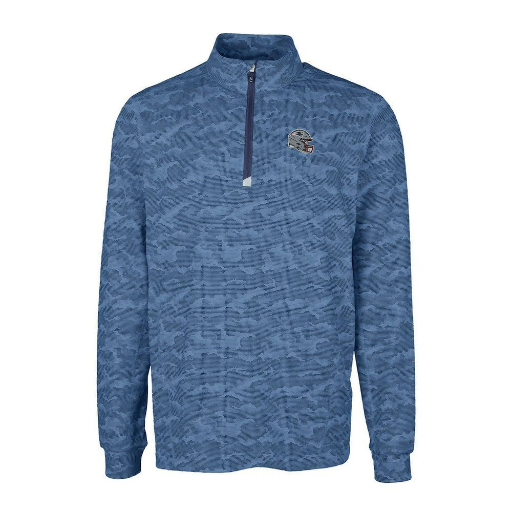 New England Patriots  Cutter & Buck Helmet Traverse Camo Print Stretch Quarter-Zip Pullover Top