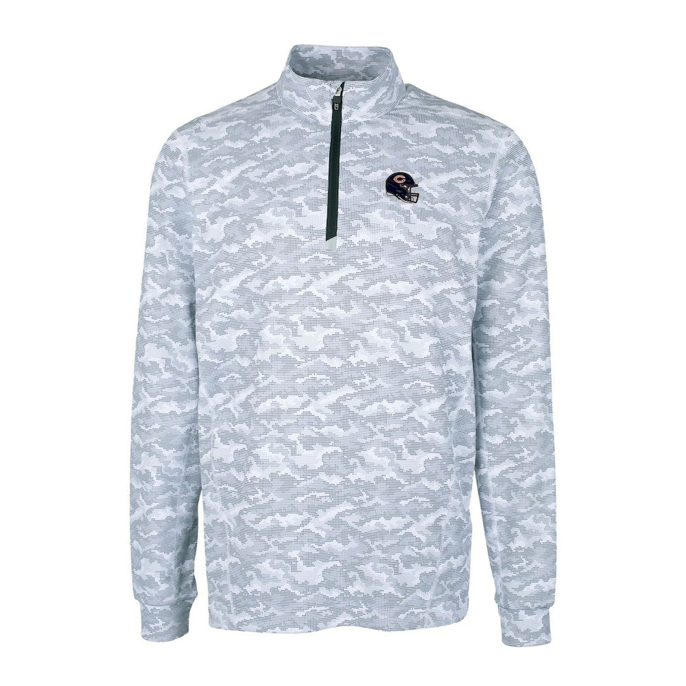 Chicago Bears  Cutter & Buck Helmet Traverse Camo Print Stretch Quarter-Zip Pullover Top