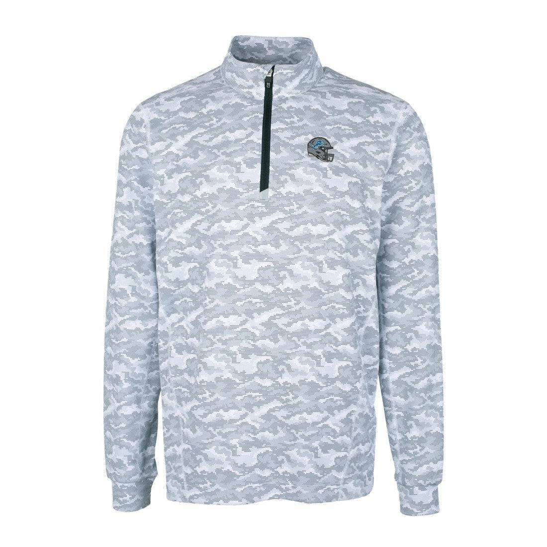 Detroit Lions  Cutter & Buck Helmet Traverse Camo Print Stretch Quarter-Zip Pullover Top