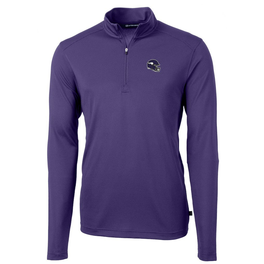 Minnesota Vikings  Cutter & Buck Helmet Virtue Eco Pique Recycled Quarter-Zip Pullover Top