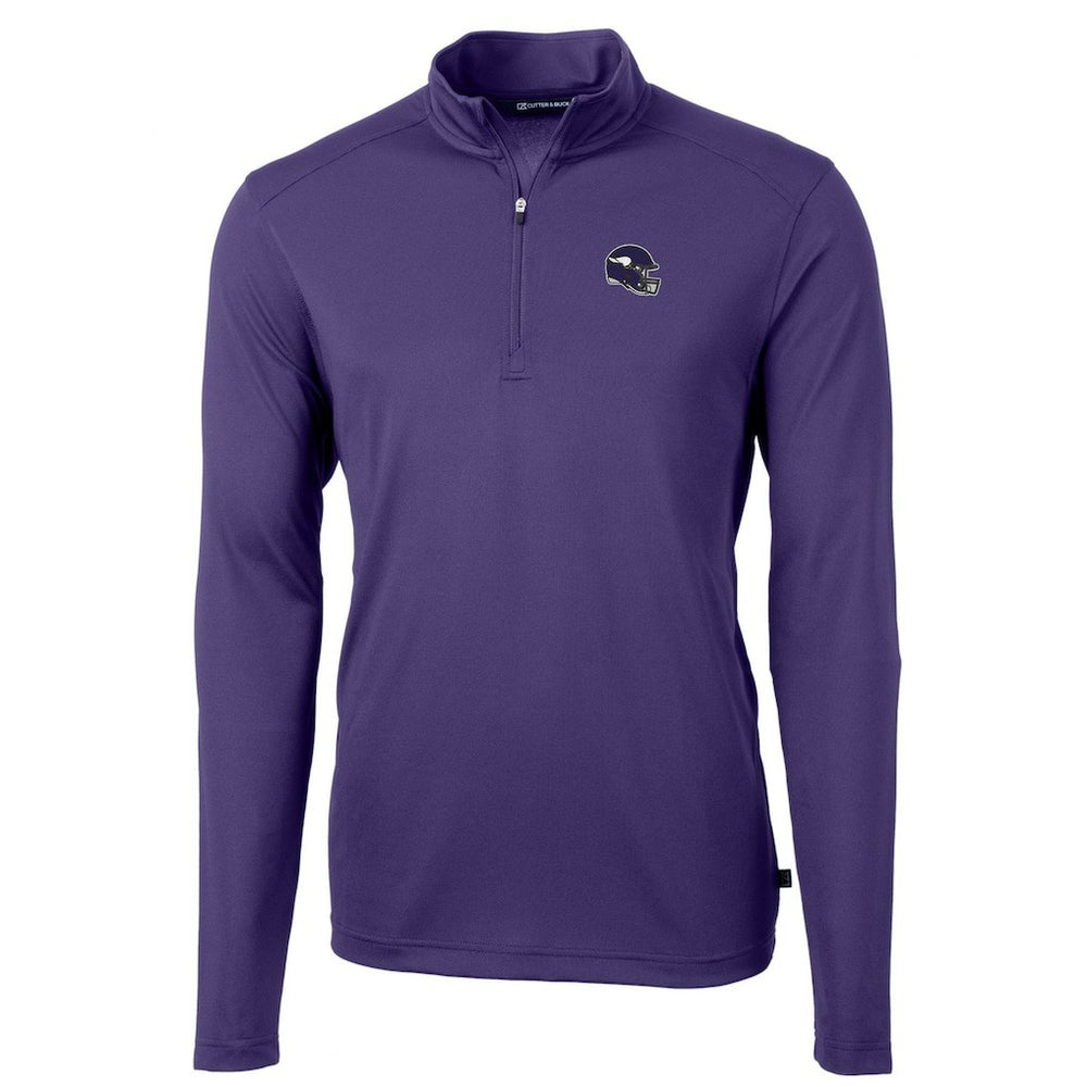 Minnesota Vikings  Cutter & Buck Helmet Virtue Eco Pique Recycled Quarter-Zip Pullover Top