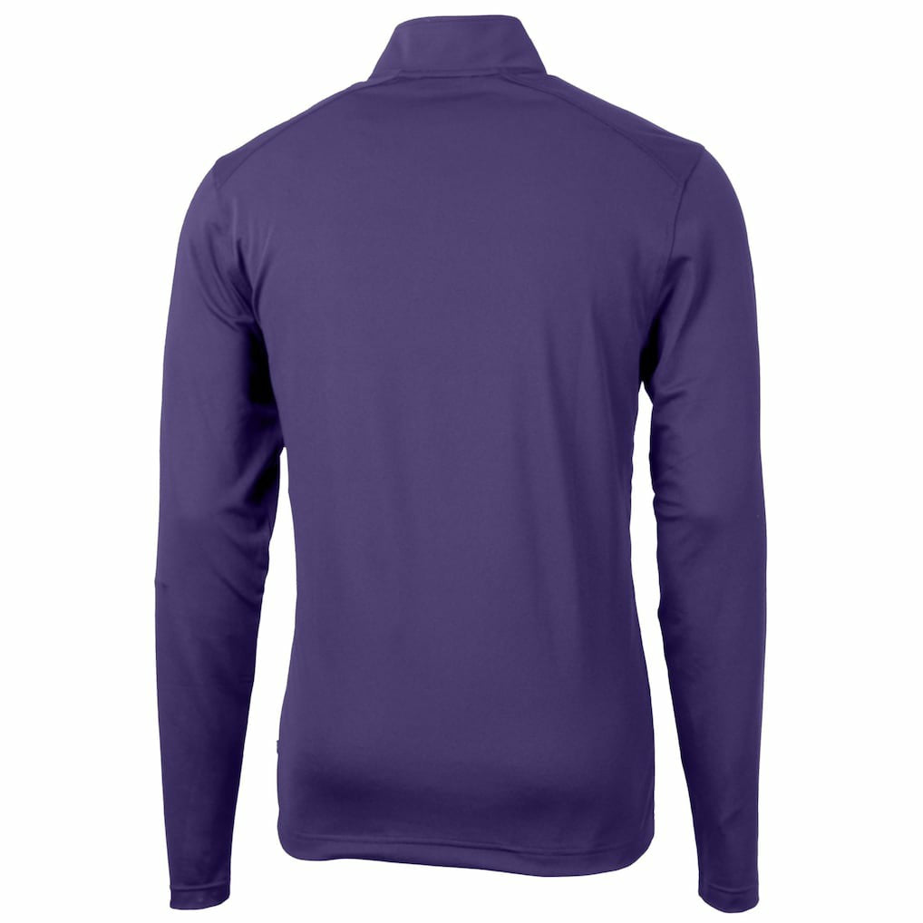 Minnesota Vikings  Cutter & Buck Helmet Virtue Eco Pique Recycled Quarter-Zip Pullover Top
