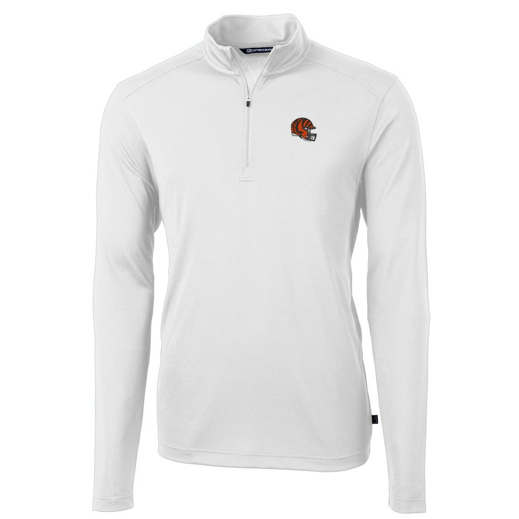 Cincinnati Bengals  Cutter & Buck Helmet Virtue Eco Pique Recycled Quarter-Zip Pullover Top