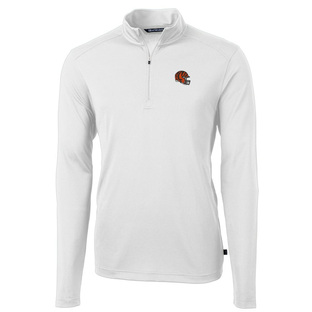 Cincinnati Bengals  Cutter & Buck Helmet Virtue Eco Pique Recycled Quarter-Zip Pullover Top
