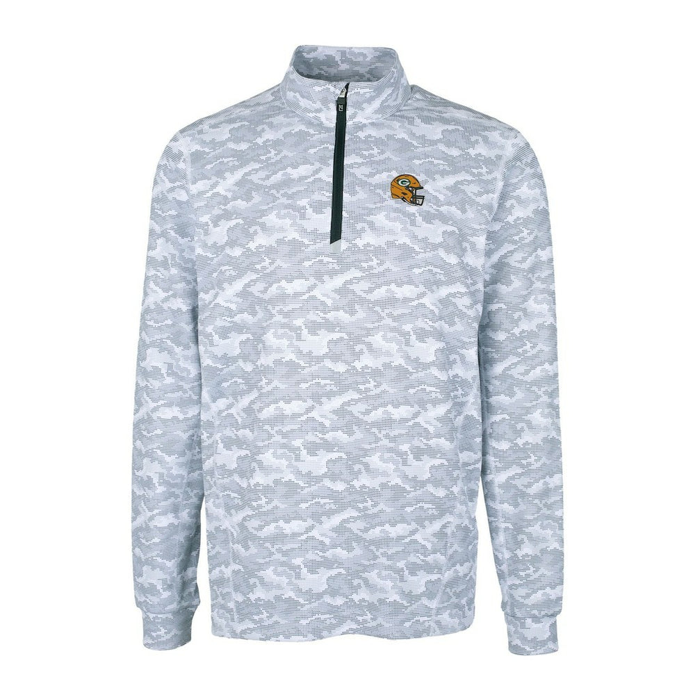 Green Bay Packers  Cutter & Buck Helmet Traverse Camo Print Stretch Quarter-Zip Pullover Top