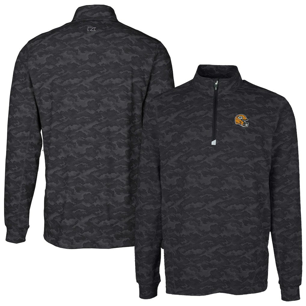 Green Bay Packers  Cutter & Buck Helmet Traverse Camo Print Stretch Quarter-Zip Pullover Top