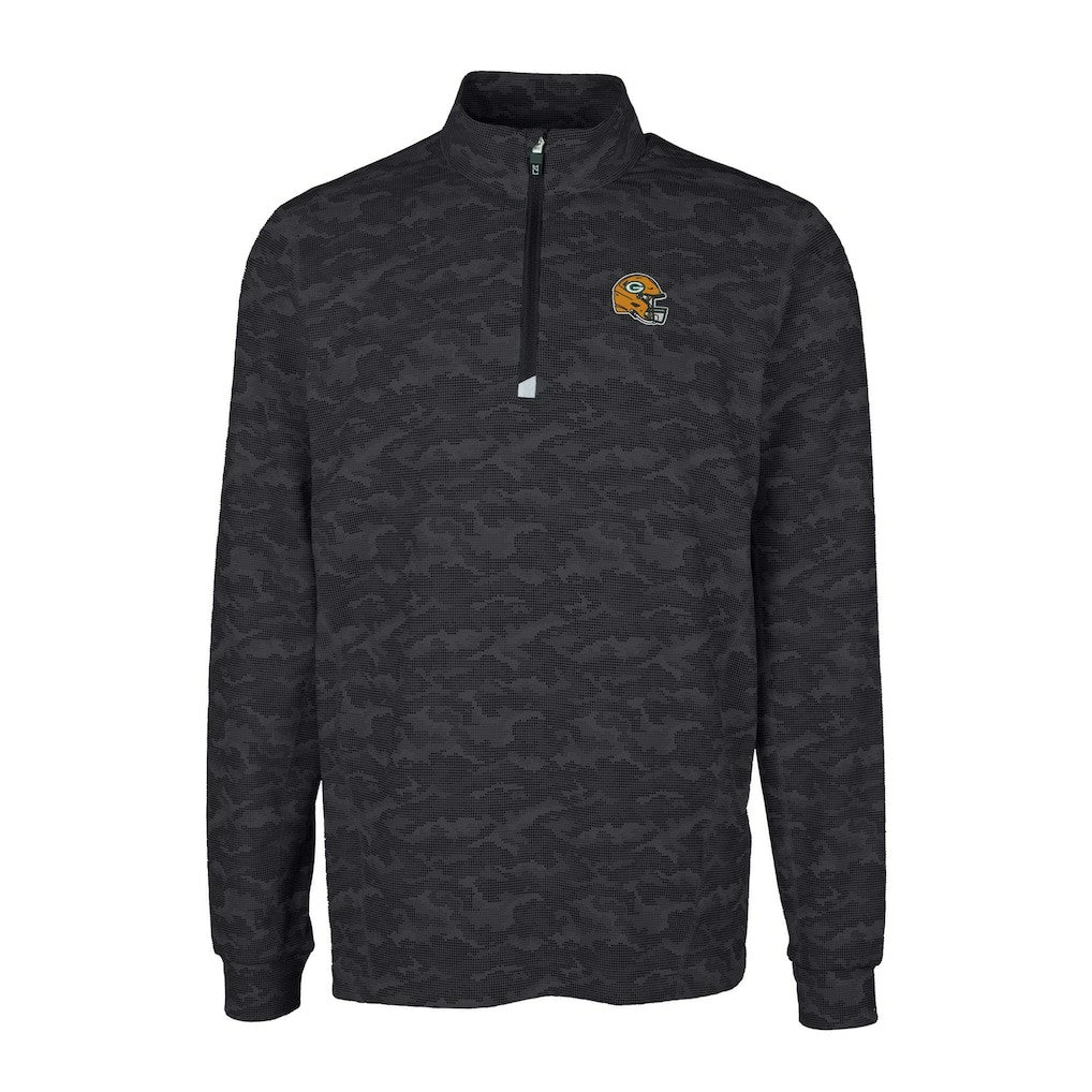 Green Bay Packers  Cutter & Buck Helmet Traverse Camo Print Stretch Quarter-Zip Pullover Top