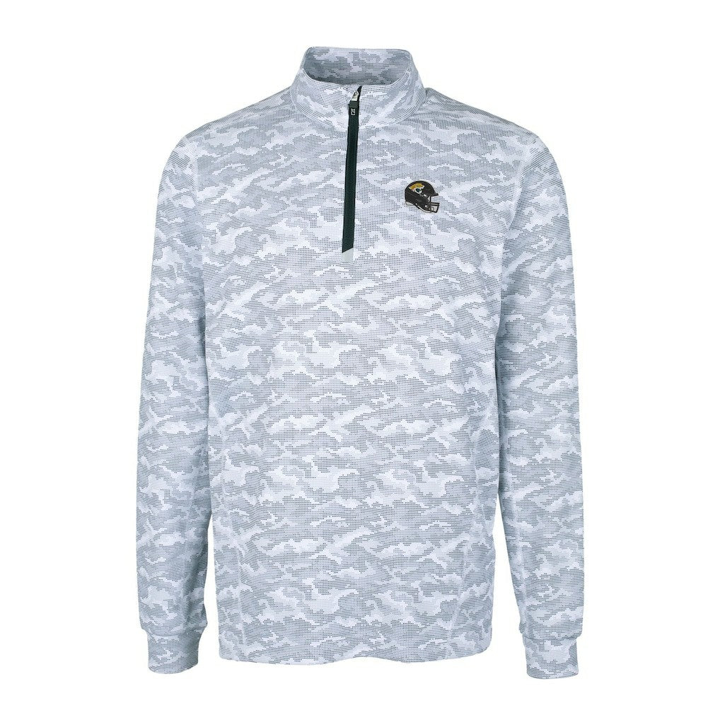 Jacksonville Jaguars  Cutter & Buck Helmet Traverse Camo Print Stretch Quarter-Zip Pullover Top