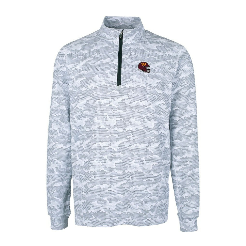 Washington Commanders  Cutter & Buck Helmet Traverse Camo Print Stretch Quarter-Zip Pullover Top