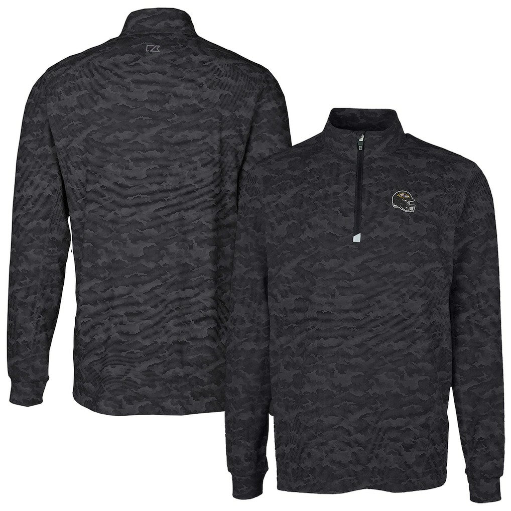 Baltimore Ravens  Cutter & Buck Helmet Traverse Camo Print Stretch Quarter-Zip Pullover Top