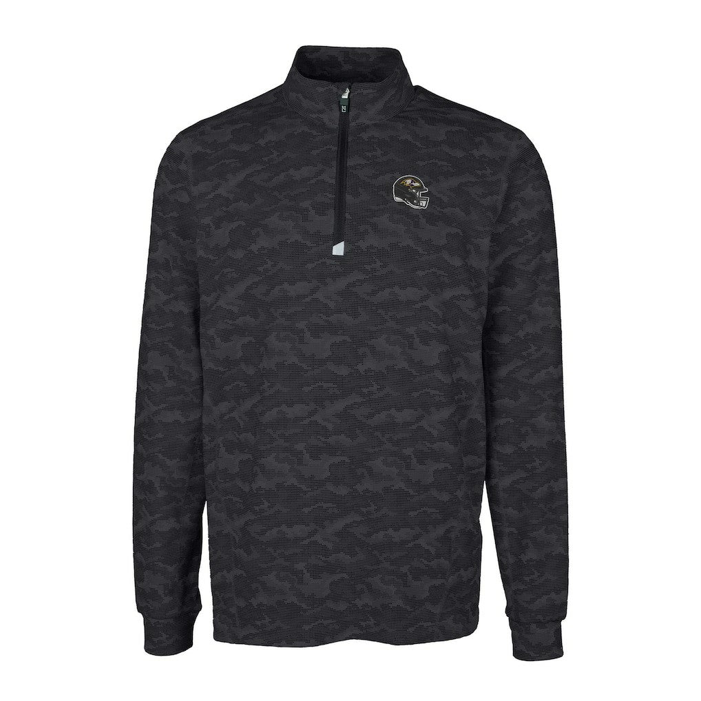 Baltimore Ravens  Cutter & Buck Helmet Traverse Camo Print Stretch Quarter-Zip Pullover Top