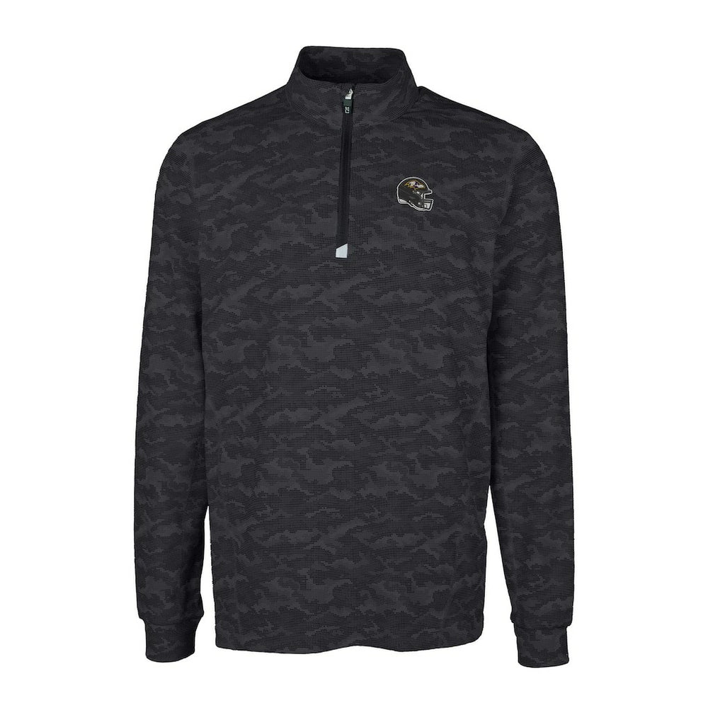 Baltimore Ravens  Cutter & Buck Helmet Traverse Camo Print Stretch Quarter-Zip Pullover Top