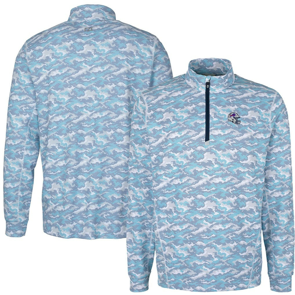 Buffalo Bills  Cutter & Buck Helmet Traverse Camo Print Stretch Quarter-Zip Pullover Top