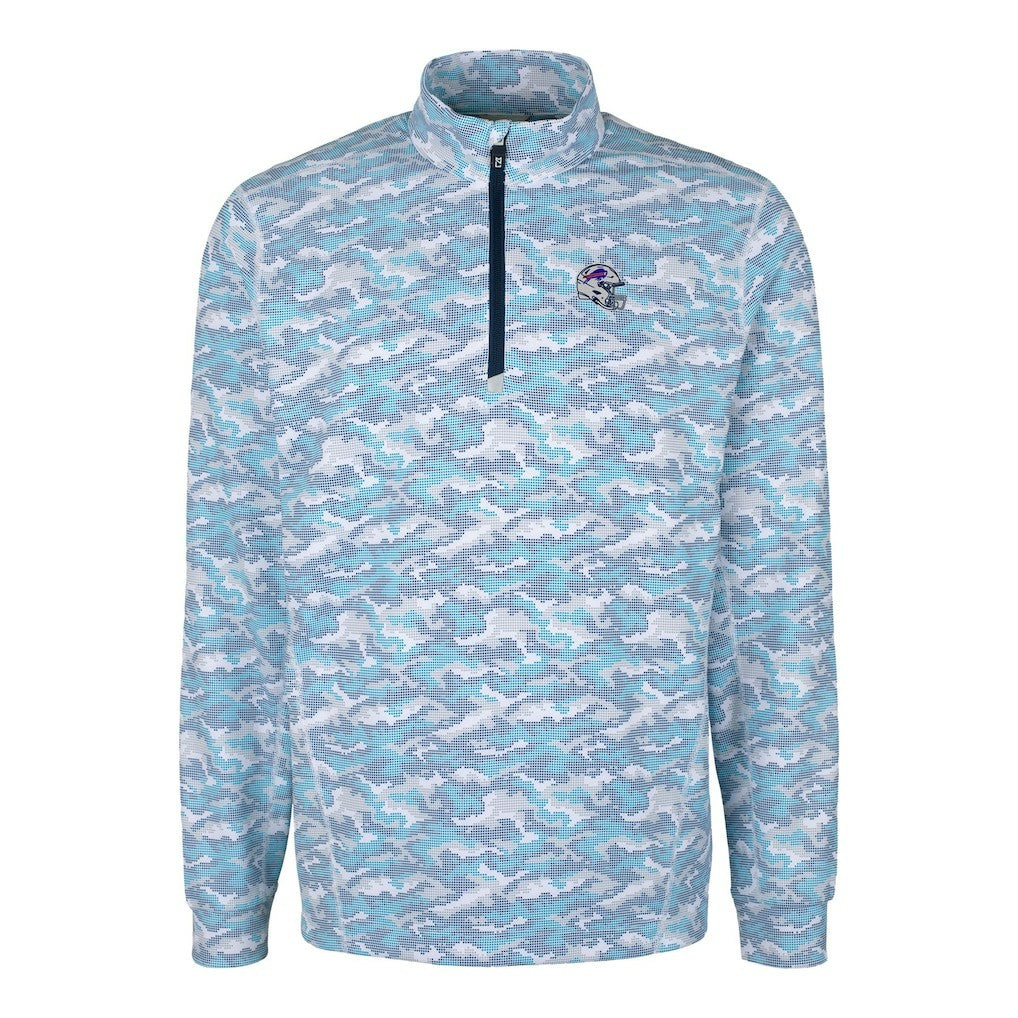 Buffalo Bills  Cutter & Buck Helmet Traverse Camo Print Stretch Quarter-Zip Pullover Top