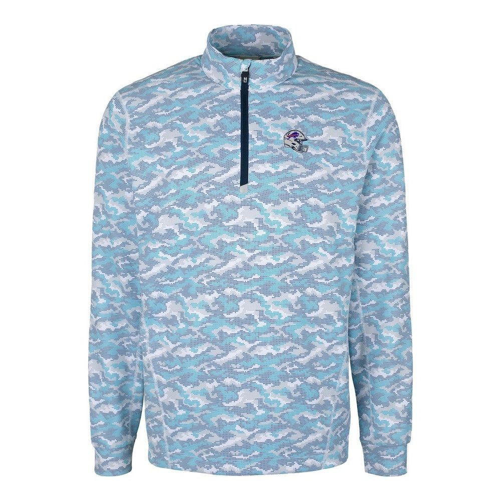 Buffalo Bills  Cutter & Buck Helmet Traverse Camo Print Stretch Quarter-Zip Pullover Top
