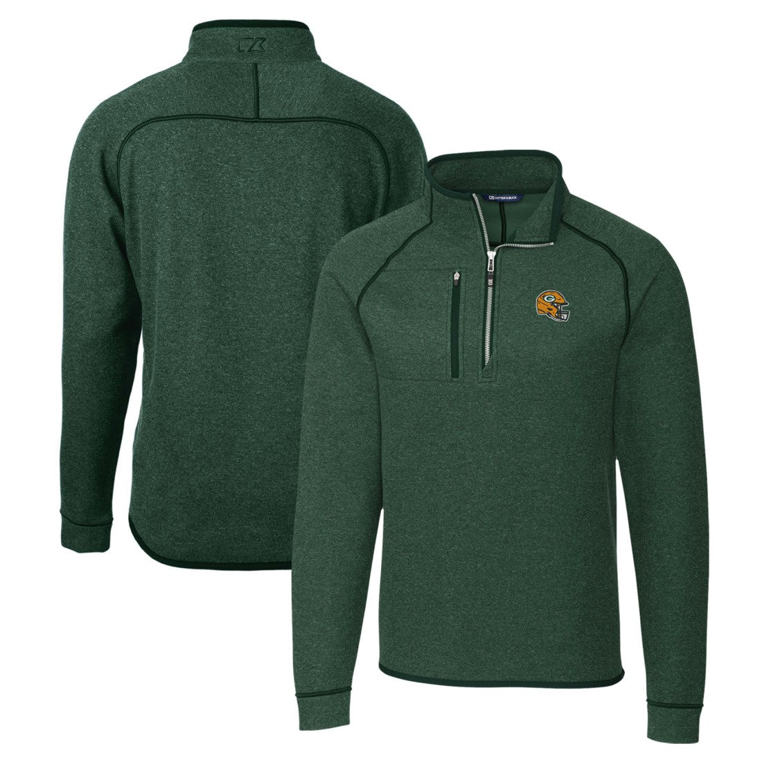 Green Bay Packers  Cutter & Buck Helmet Mainsail Sweater-Knit Half-Zip Pullover Jacket