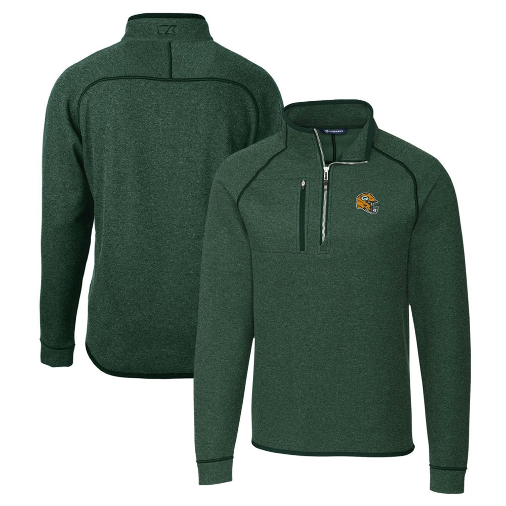 Green Bay Packers  Cutter & Buck Helmet Mainsail Sweater-Knit Half-Zip Pullover Jacket