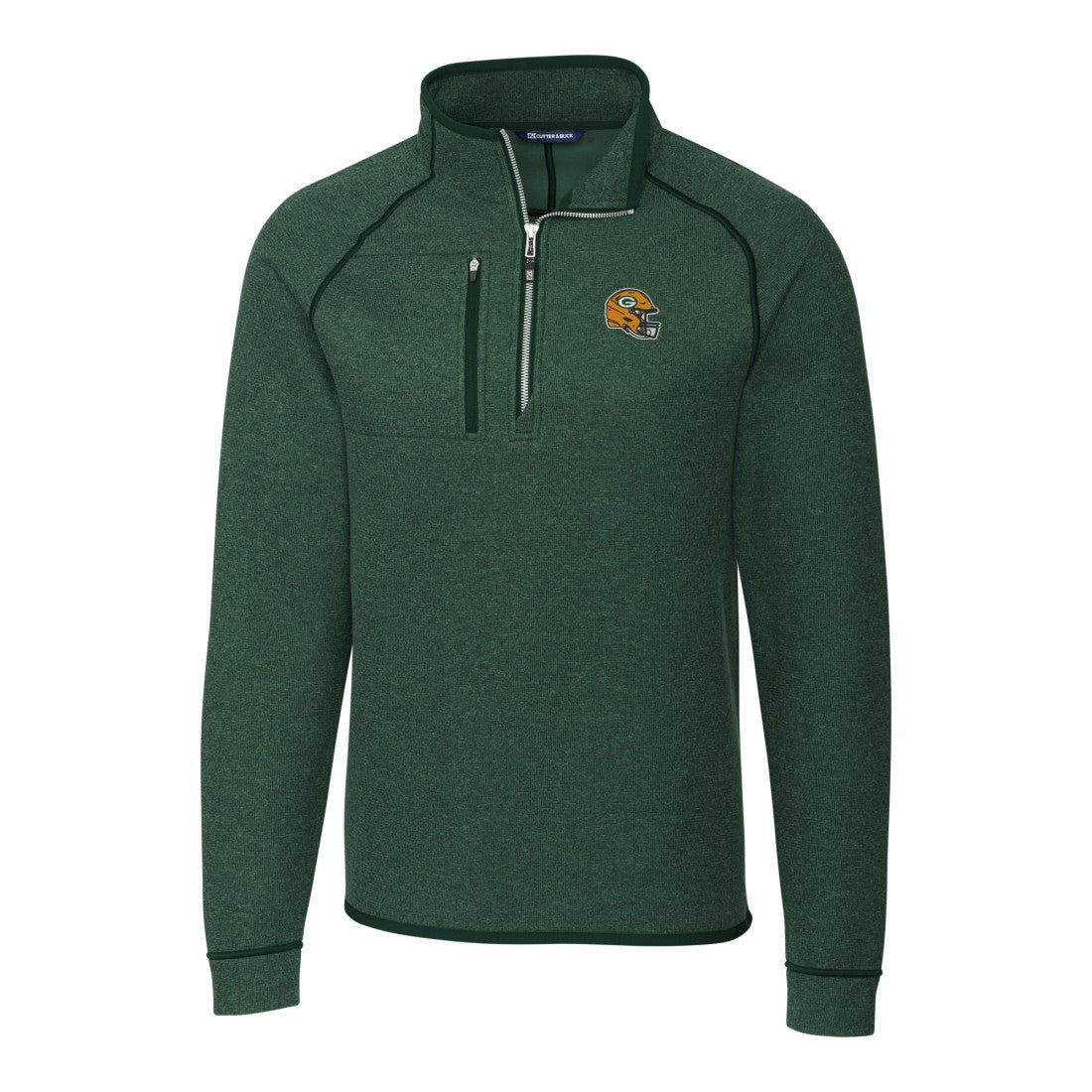 Green Bay Packers  Cutter & Buck Helmet Mainsail Sweater-Knit Half-Zip Pullover Jacket