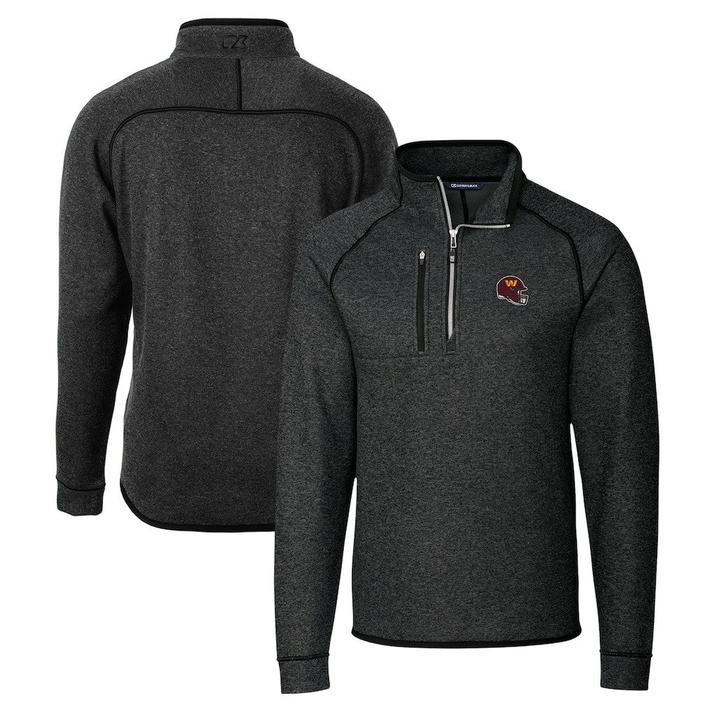 Washington Commanders  Cutter & Buck Helmet Mainsail Sweater-Knit Half-Zip Pullover Jacket
