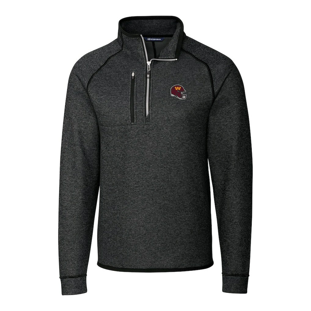 Washington Commanders  Cutter & Buck Helmet Mainsail Sweater-Knit Half-Zip Pullover Jacket