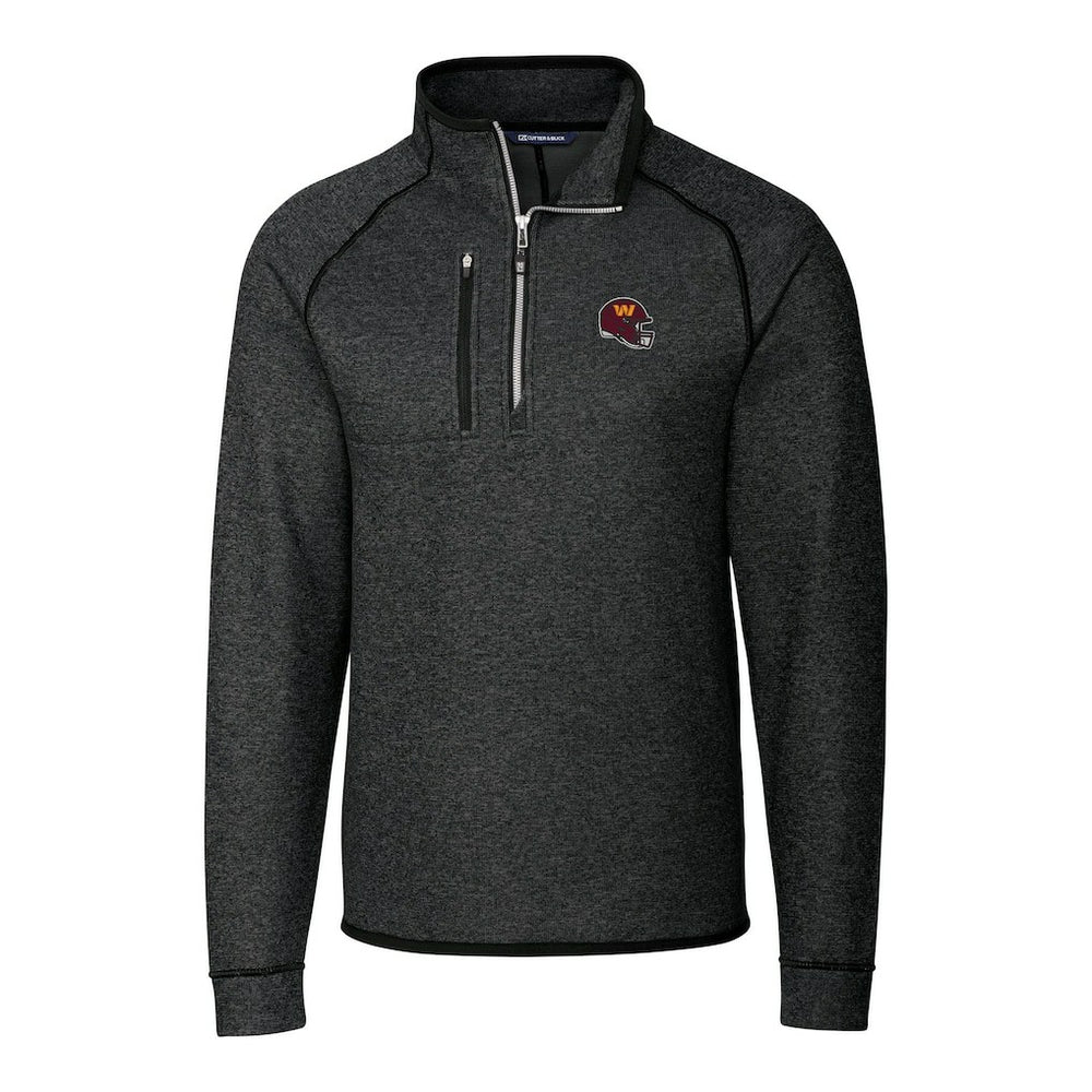 Washington Commanders  Cutter & Buck Helmet Mainsail Sweater-Knit Half-Zip Pullover Jacket