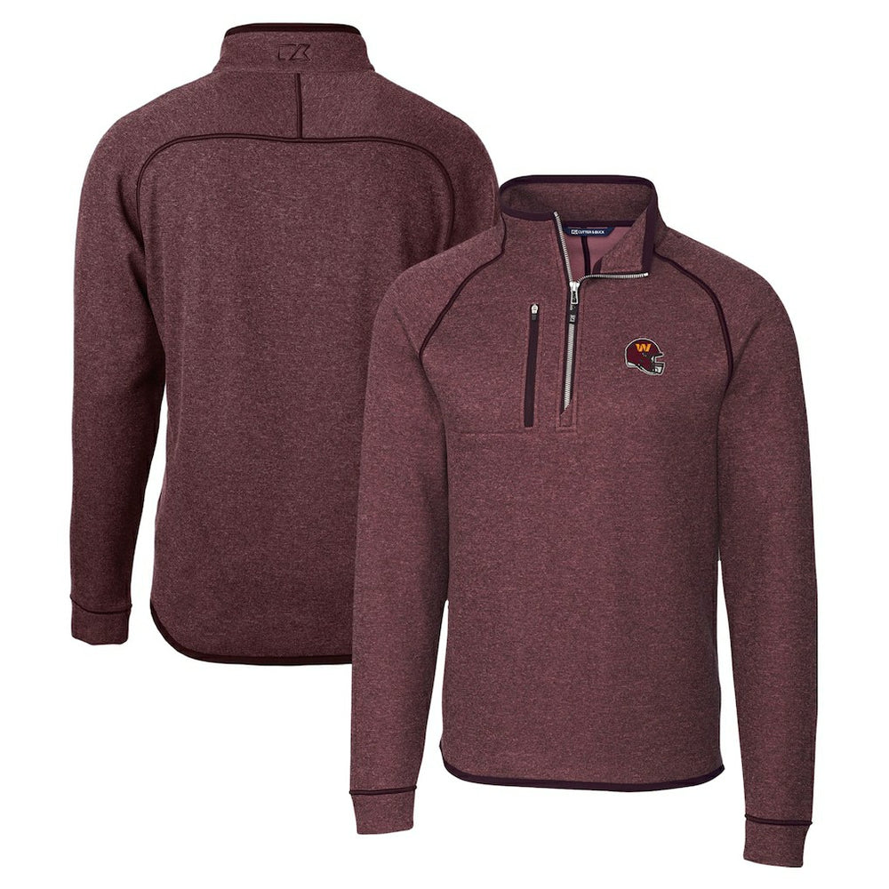 Washington Commanders  Cutter & Buck Helmet Mainsail Sweater-Knit Half-Zip Pullover Jacket