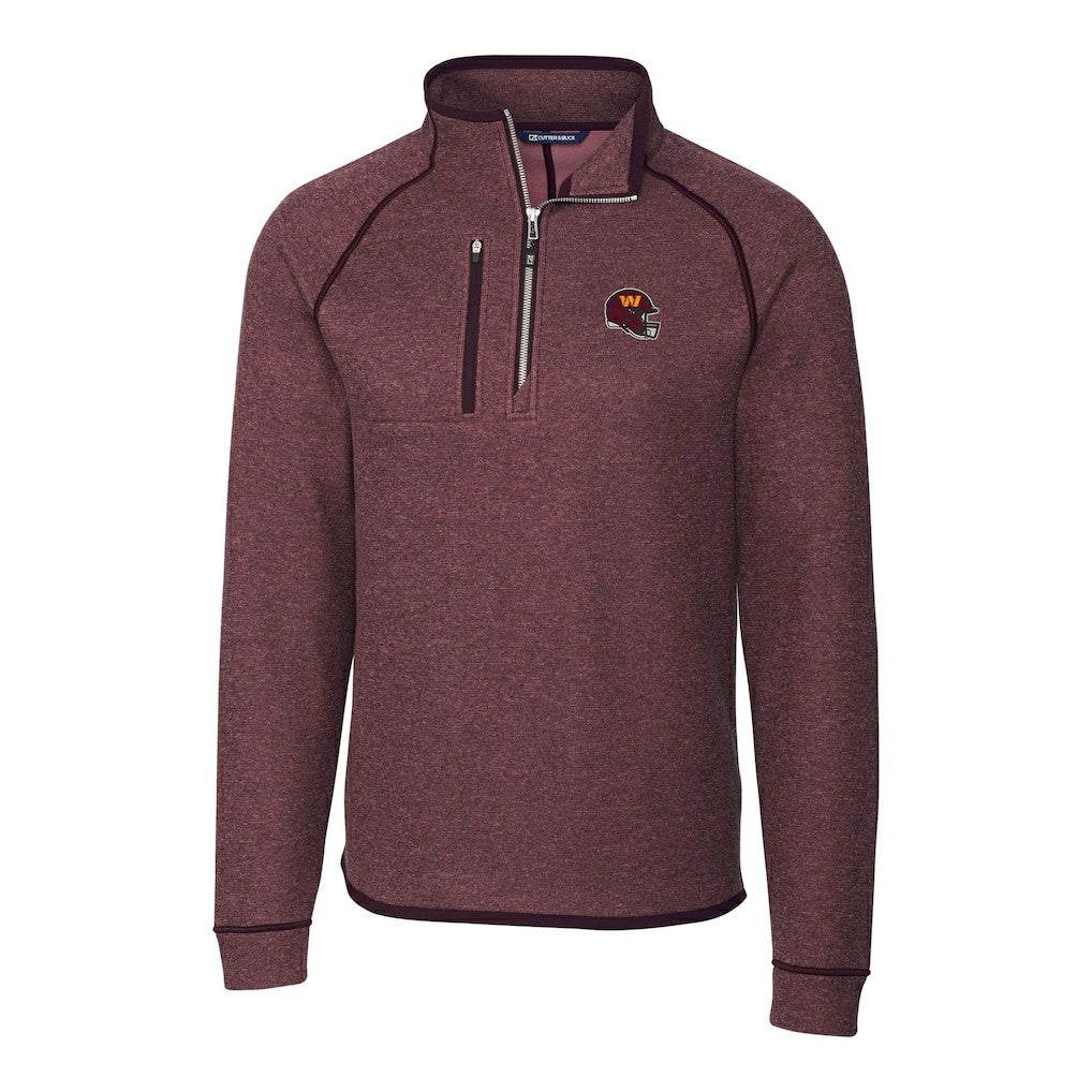Washington Commanders  Cutter & Buck Helmet Mainsail Sweater-Knit Half-Zip Pullover Jacket