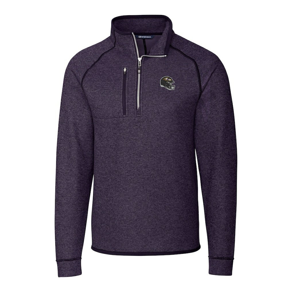 Baltimore Ravens  Cutter & Buck Helmet Mainsail Sweater-Knit Half-Zip Pullover Jacket