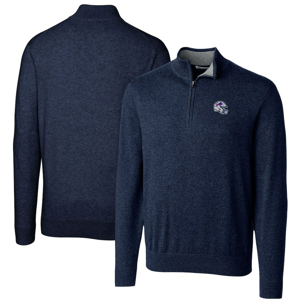 Buffalo Bills  Cutter & Buck Helmet Lakemont Tri-Blend Quarter-Zip Pullover Sweater
