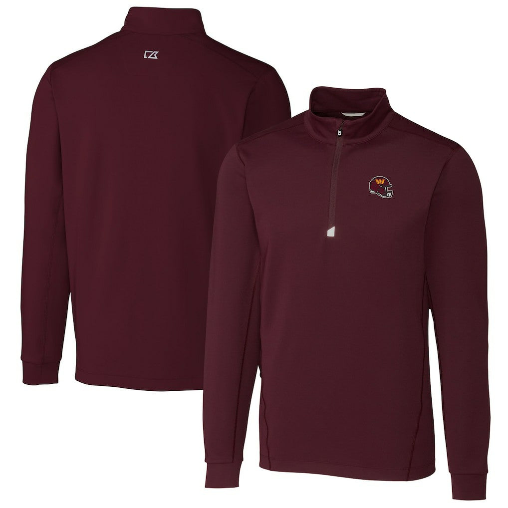 Washington Commanders  Cutter & Buck Helmet Traverse Stretch Quarter-Zip Pullover Top