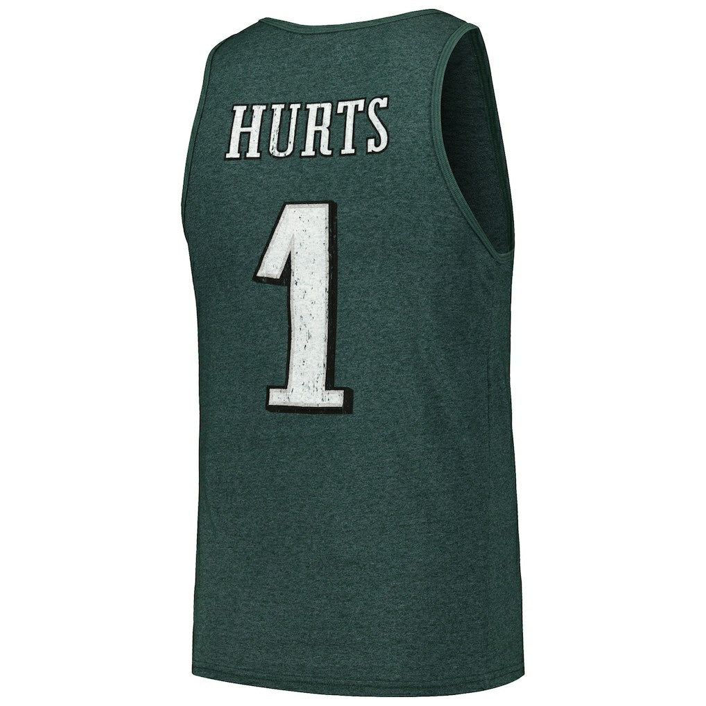 Philadelphia Eagles  Jalen Hurts  Majestic Threads Name & Number Tri-Blend Tank Top