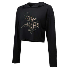 Minnesota Vikings  Justin Jefferson  Majestic Threads Women's Leopard Player Name & Number Long Sleeve Cropped Hoodie