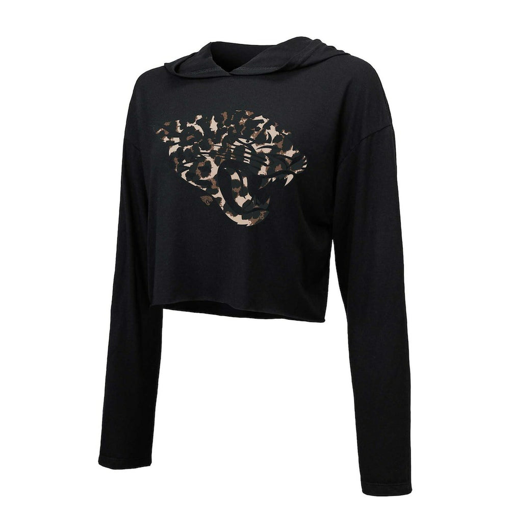 Jacksonville Jaguars  Trevor Lawrence  Majestic Threads Women's Leopard Player Name & Number Long Sleeve Cropped Hoodie