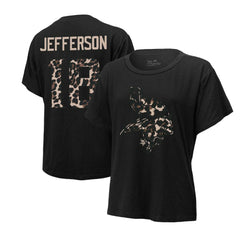 Minnesota Vikings  Justin Jefferson  Majestic Threads Women's Leopard Player Name & Number T-Shirt
