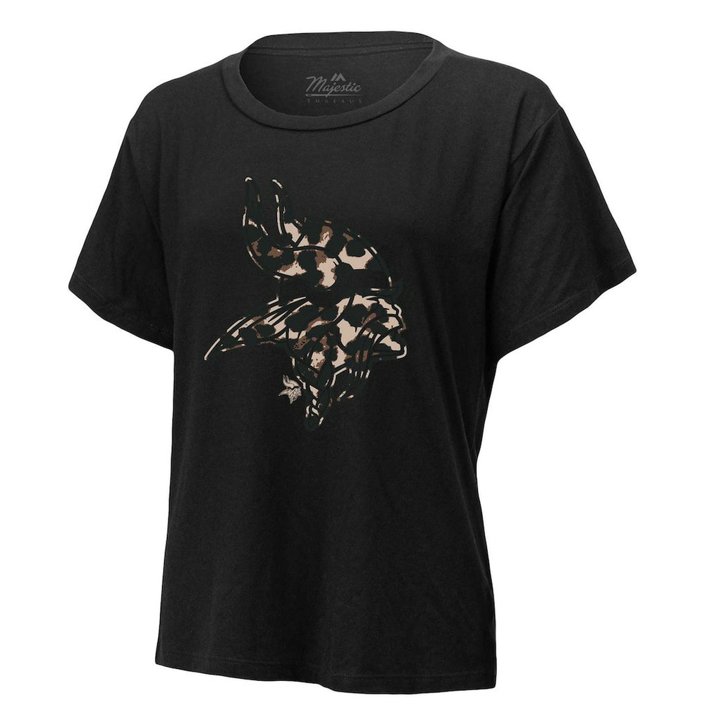 Minnesota Vikings  Justin Jefferson  Majestic Threads Women's Leopard Player Name & Number T-Shirt