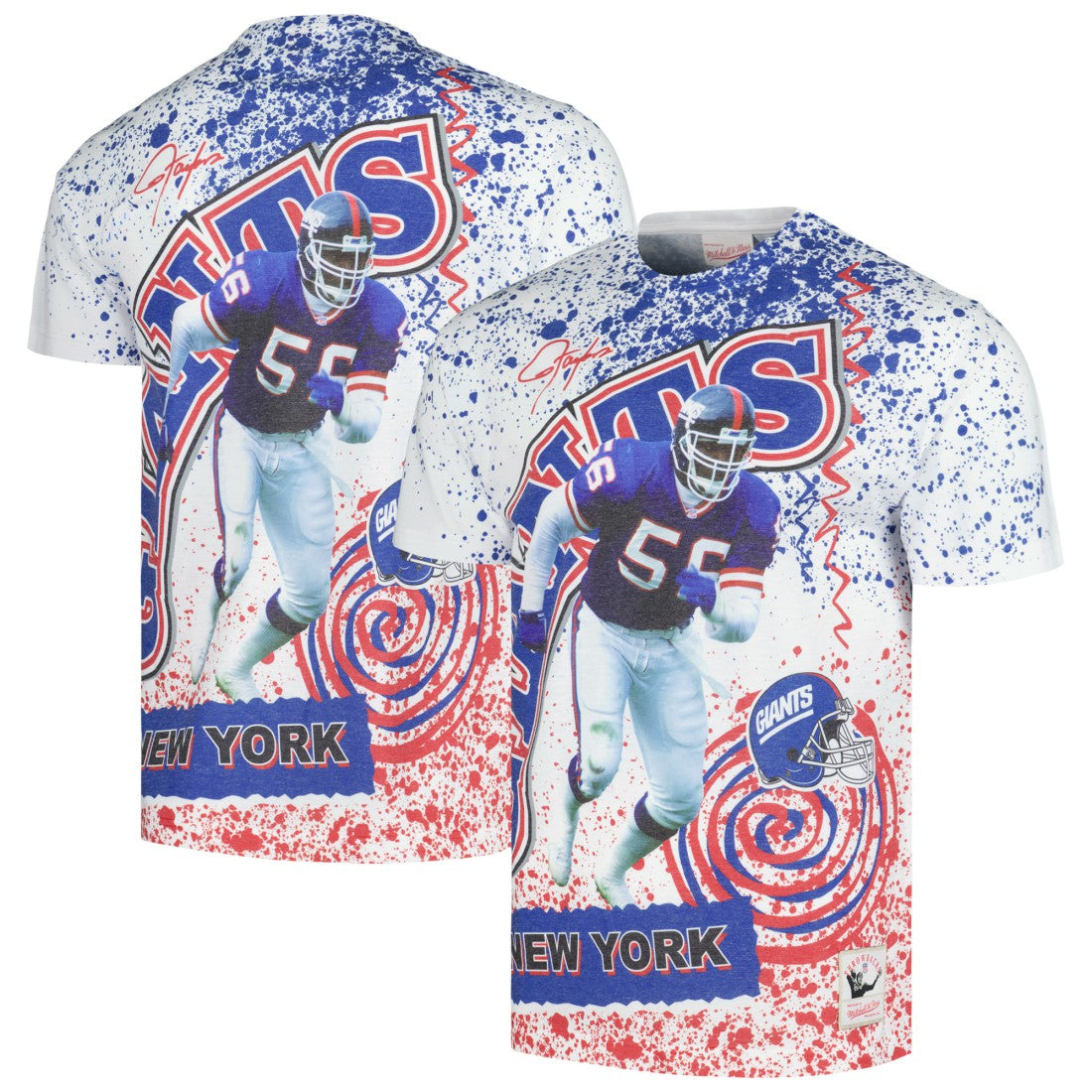 New York Giants Mitchell & Ness Retired Player Name & Number Burst T-Shirt