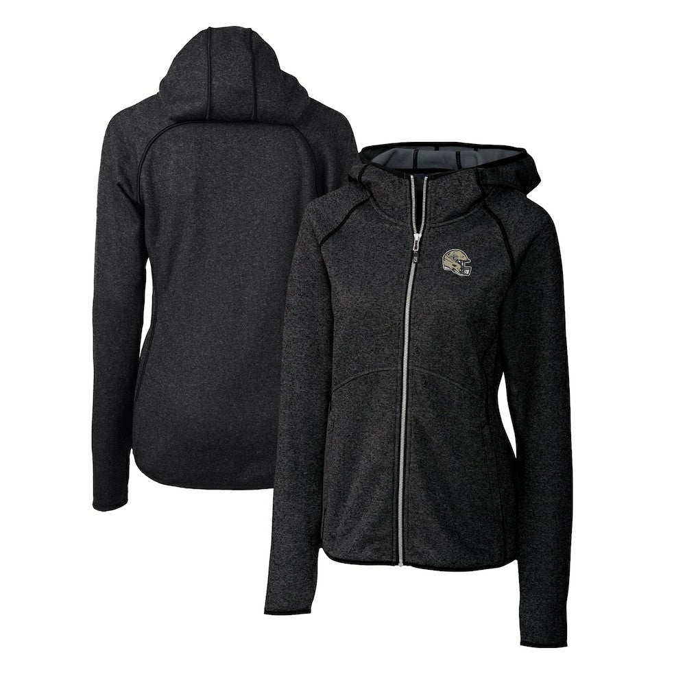 New Orleans Saints  Cutter & Buck Women's Helmet Logo Mainsail Sweater-Knit Full-Zip Hoodie